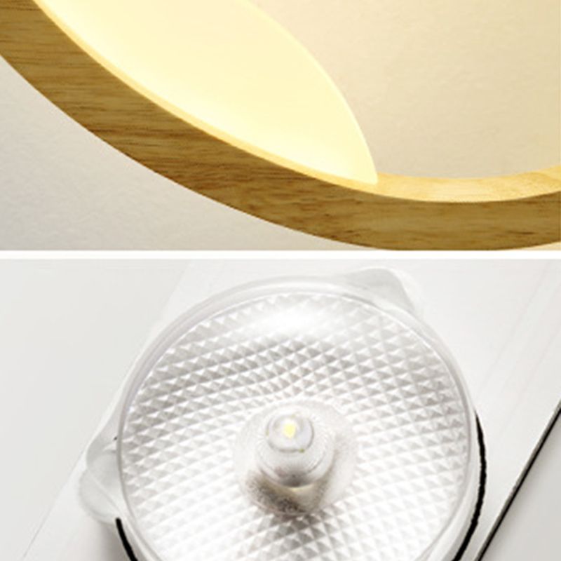 LED Modern Wood Flush Mount Flower Shape Ceiling Light with Acrylic Shade for Living Room