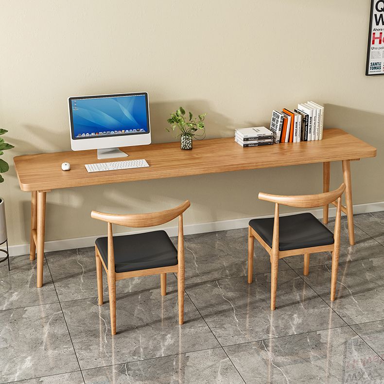 Modern Rectangular Writing Desk H-Shape Solid Wood Office Desk for Home