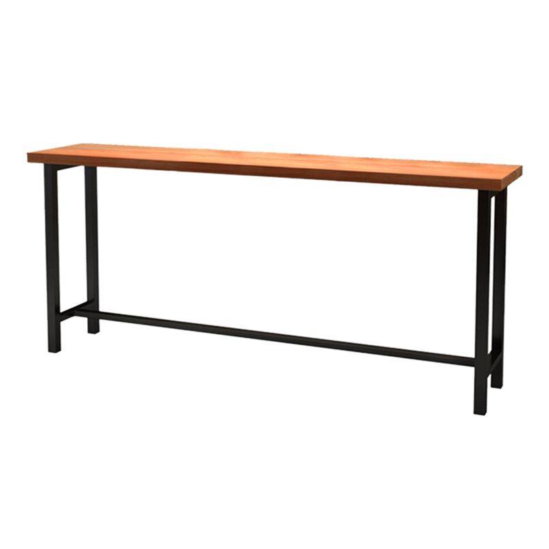 Modern Pine Wood Top Rectangle Bar Table with Metal Frame for Home