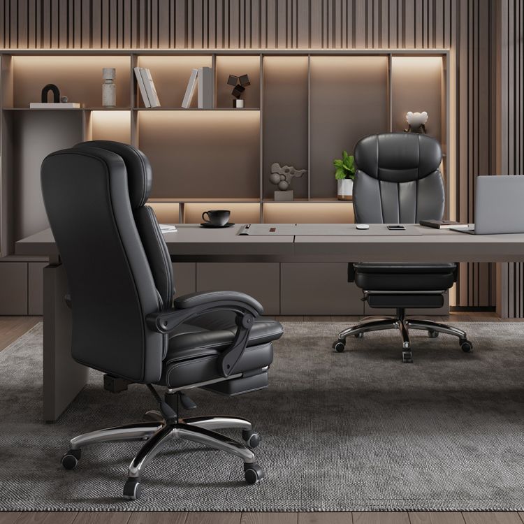 Modern Leather Swivel Chair Adjustable Seat Height Office Chair with Wheels