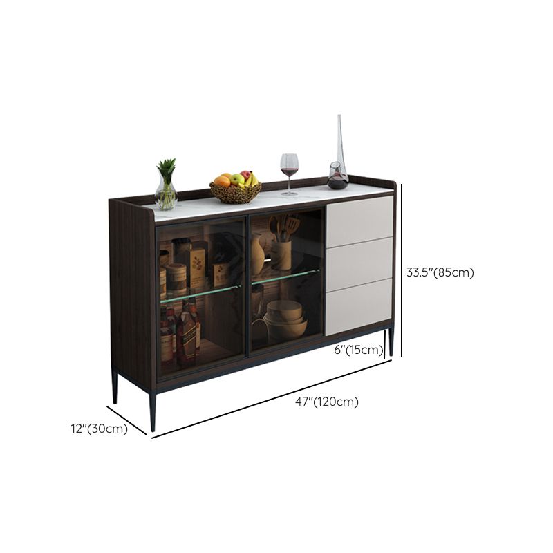 Contemporary Side Board Stone Sideboard Table with Doors for Dining Room