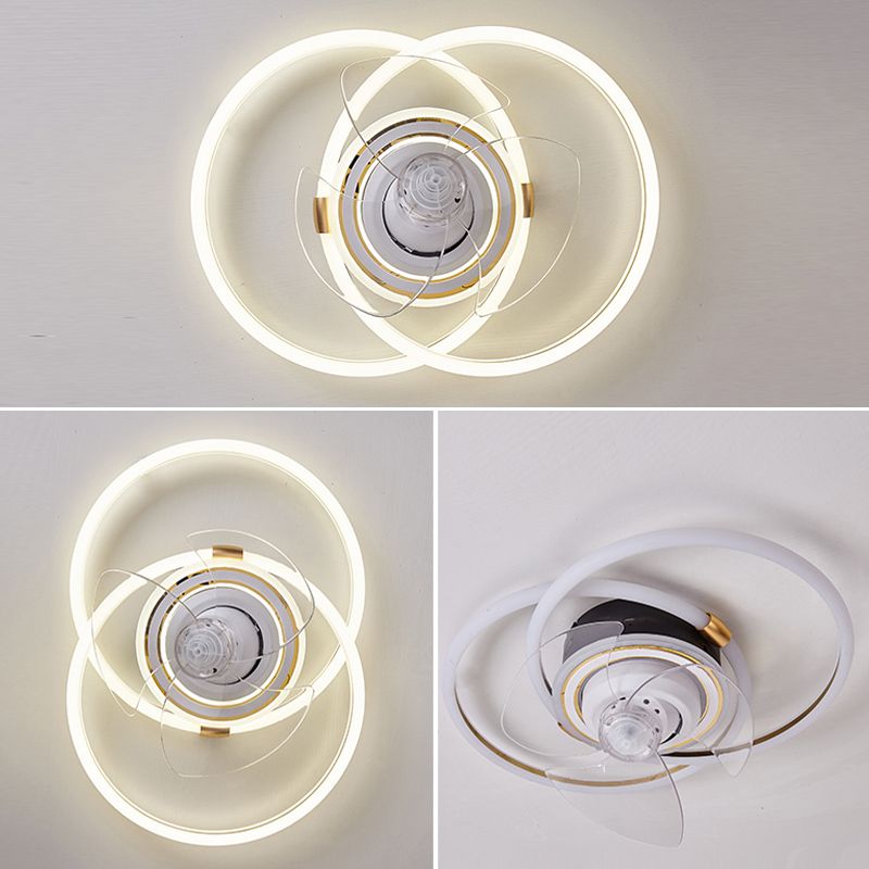 Simple LED Ceiling Fan Light Modern Ceiling Mount Lamp with Acrylic Shade for Living Room