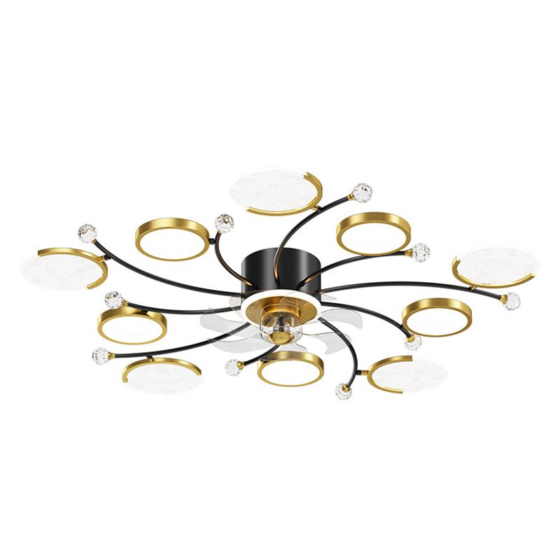 7/9/11-Light Golden Modernism LED Ceiling Fan Light for Dining Room