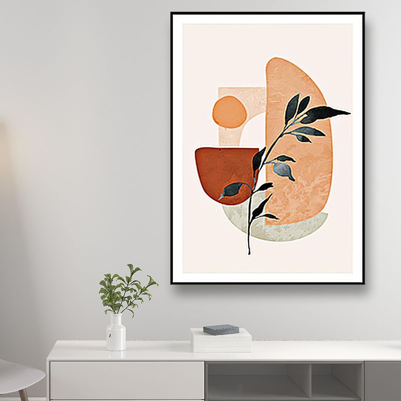 Scandinavian Kids Art Print Illustration Plant and Flower Brown Wrapped Canvas for Home