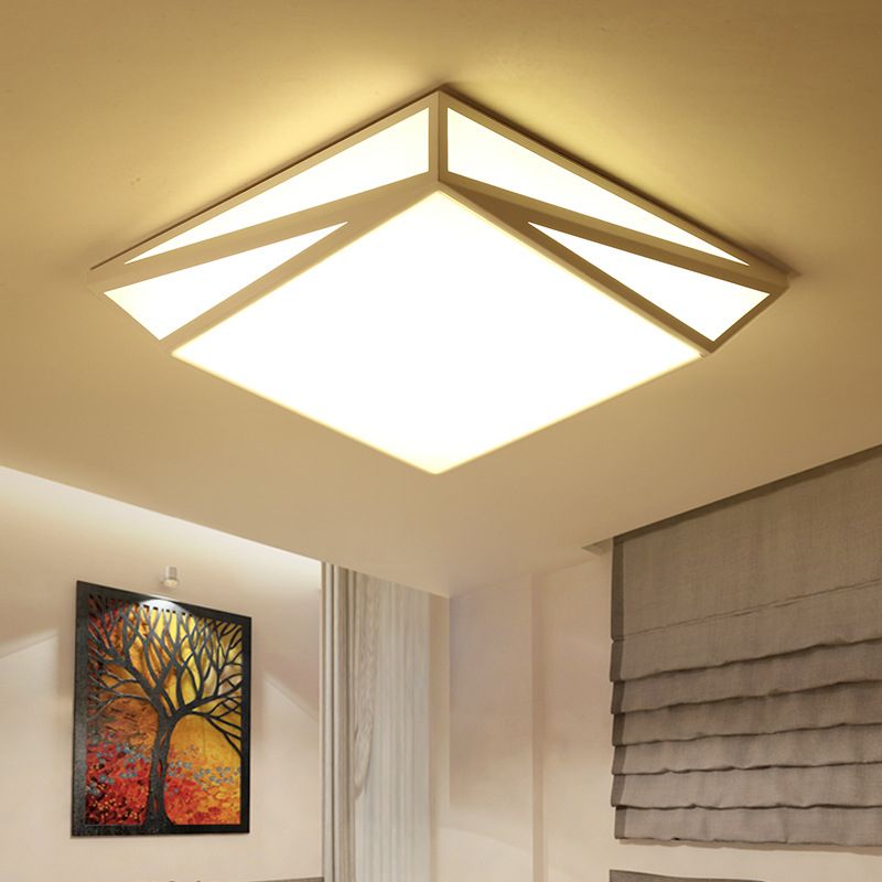 Square 1 - Light Flush Mount in White Iron and Acrylic Ceiling Mount