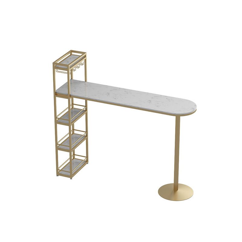 White Rectangle Bar Table Contemporary Bar Table with Sled Base