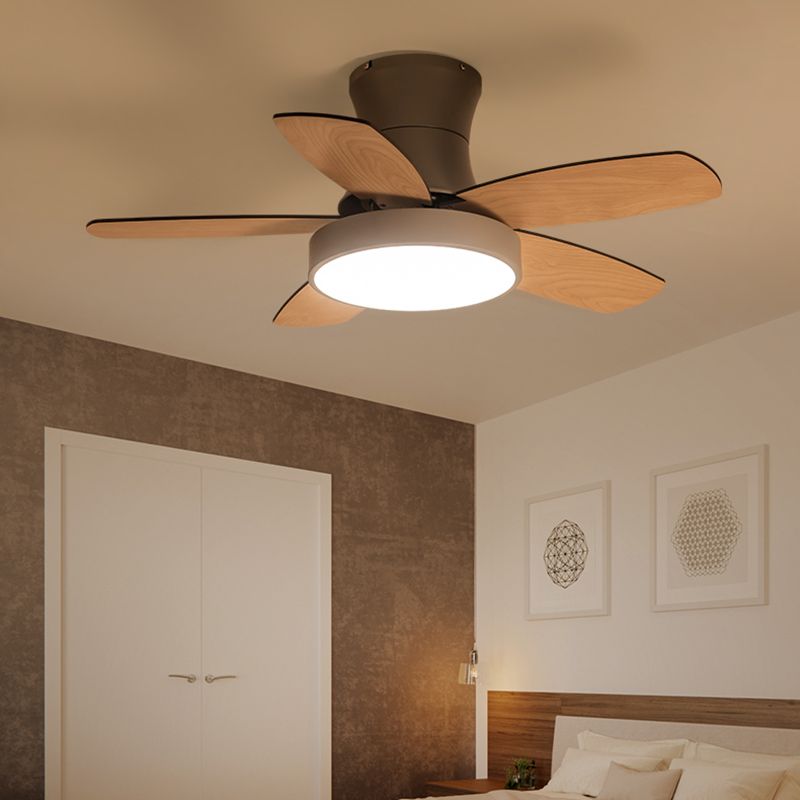 Round Ceiling Fan Light Kids Style Metal Single Light LED Flush Light for Bedroom