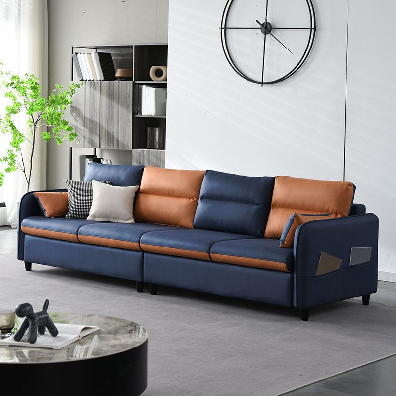 Modernes genähter Kissen-Rücken-Sofa 4-Sitz-Quadratarm-Couch mit Lagerung