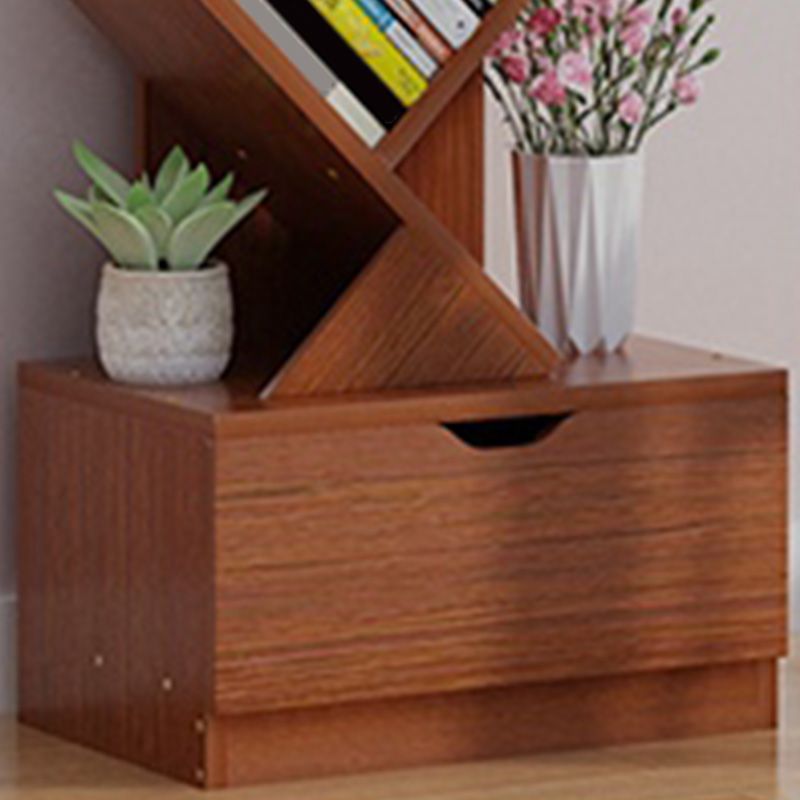 Contemporary Open Back Bookshelf Freestanding Standard Bookcase with Tree Theme