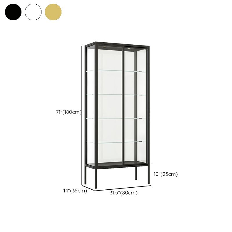 Glam Curio Cabinet Metal Glass Doors Buffet Cabinet for Living Room