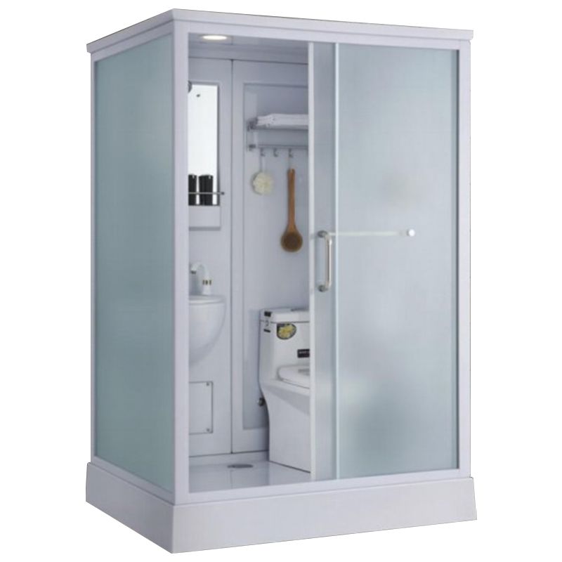 Contemporary Shower Enclosure Frosted Rectangle Shower Enclosure in White