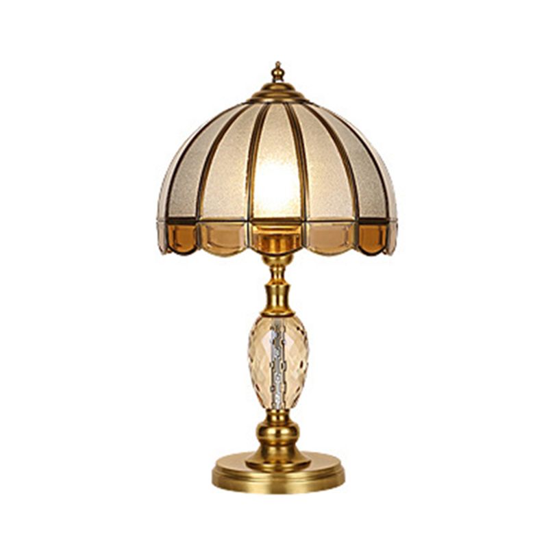 1 Light Nightstand Light Colonial Cone/Bell/Dome Crystal Night Table Lamp in Gold for Bedroom