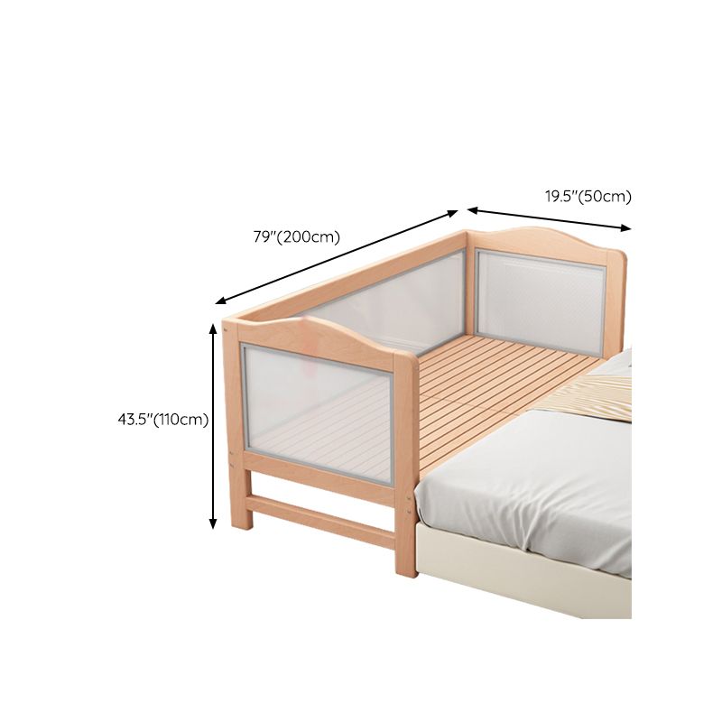 Modern Beech Wood Crib in Light Wood, Standard Size Nursery Crib with Guardrail