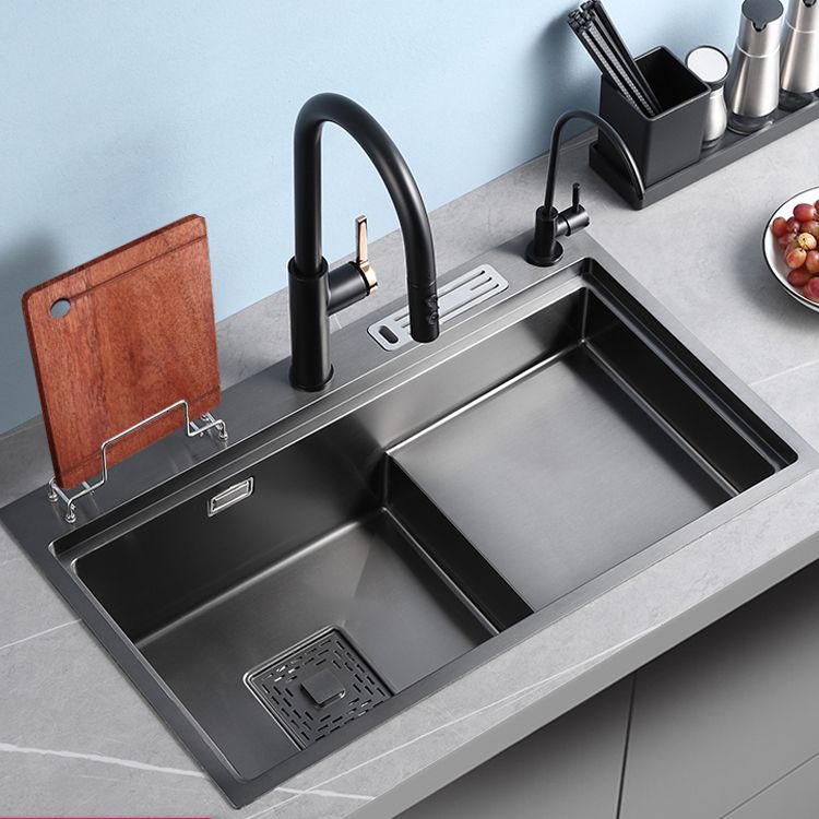 Stainless Steel Rectangle Sink 2 Holes Drop-In Kitchen Sink with Drain Assembly