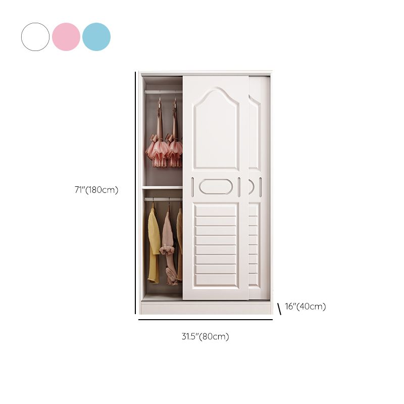 Contemporary Kids Closet Manufactured Wood 2-Door Youth Armoire with Sliding Door