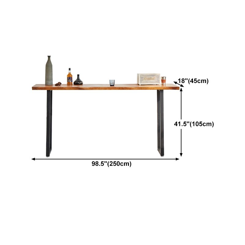 Solid Wood Bar Dining Table Industrial Bar Dining Table with Sled Base in Black