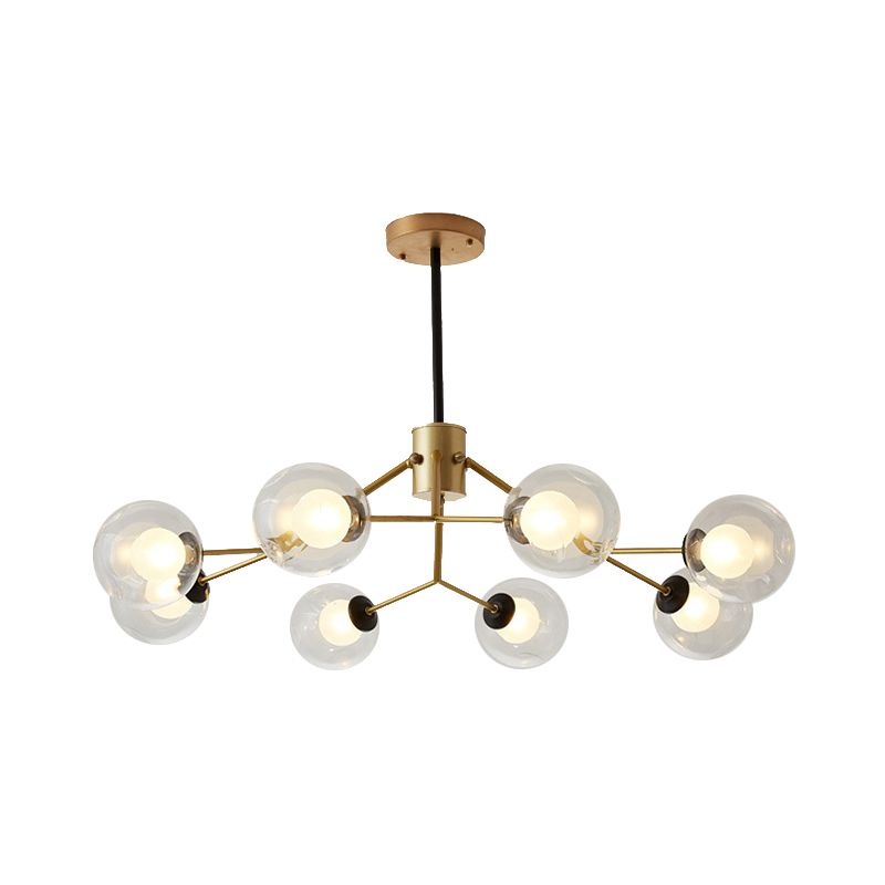 Contemporary Twig Shaped Chandelier with Orb Shade 3/6/8/10 Heads Metallic Pendant Light for Dining Room