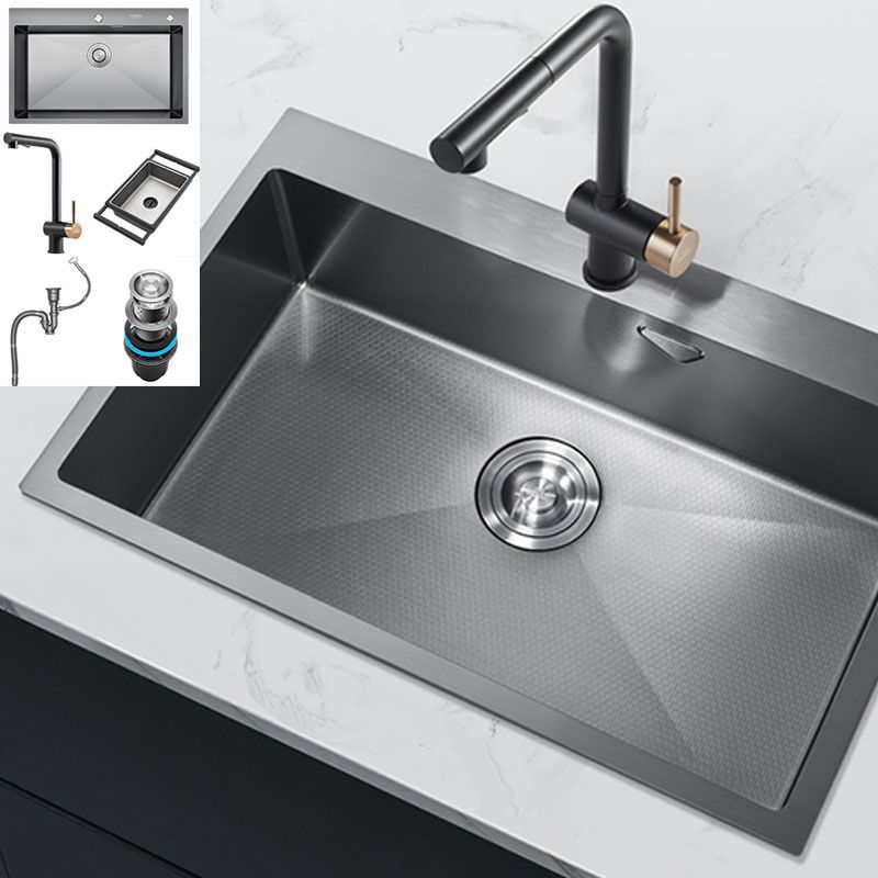 Contemporary Style Kitchen Sink Stainless Steel Kitchen Sink with Basket Strainer