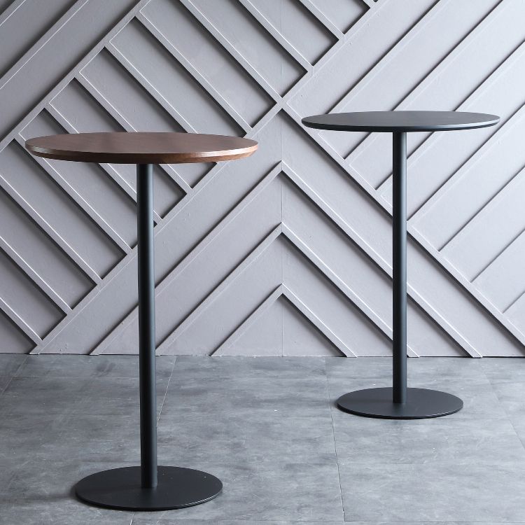 Mesa de comedor de barra de madera industrial mesa redonda de bistro con pedestal único