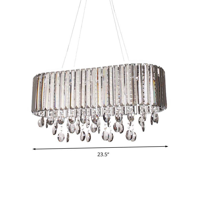 6 Heads Living Room Chandelier Lamp Contemporary Clear Hanging Light Kit with 1-Tier Crystal Shade