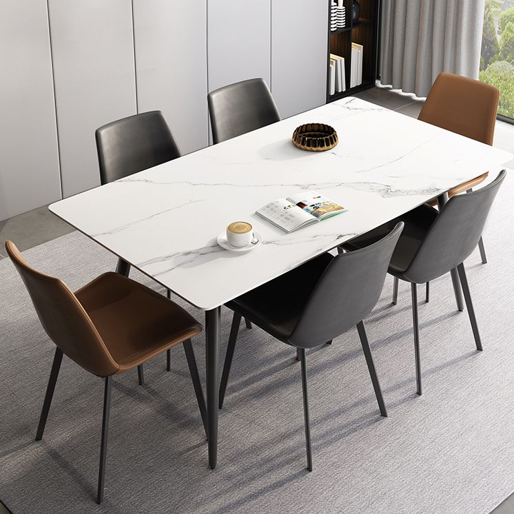 Moderne stijl thuis gesinterde stenen eettafel 4 benen rechthoekige tafel in wit