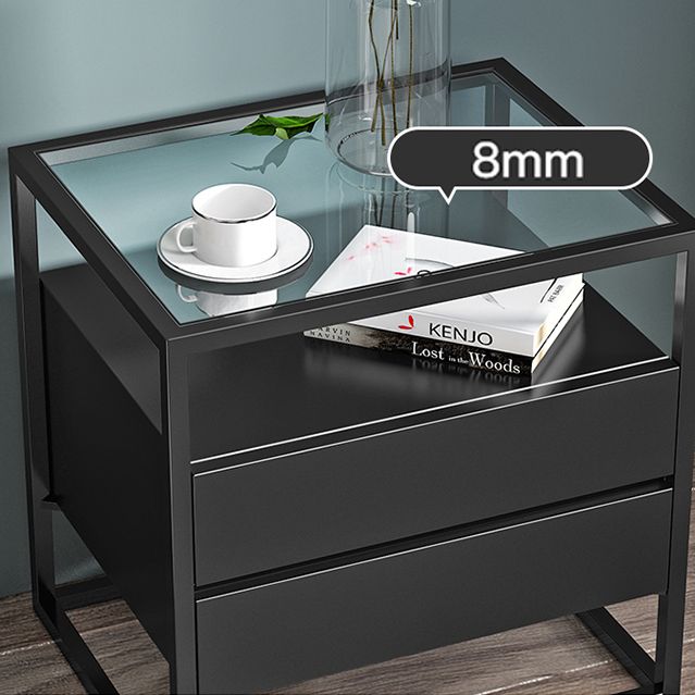 Solid Wood Bed Nightstand Contemporary Bedside Cabinet with Drawers