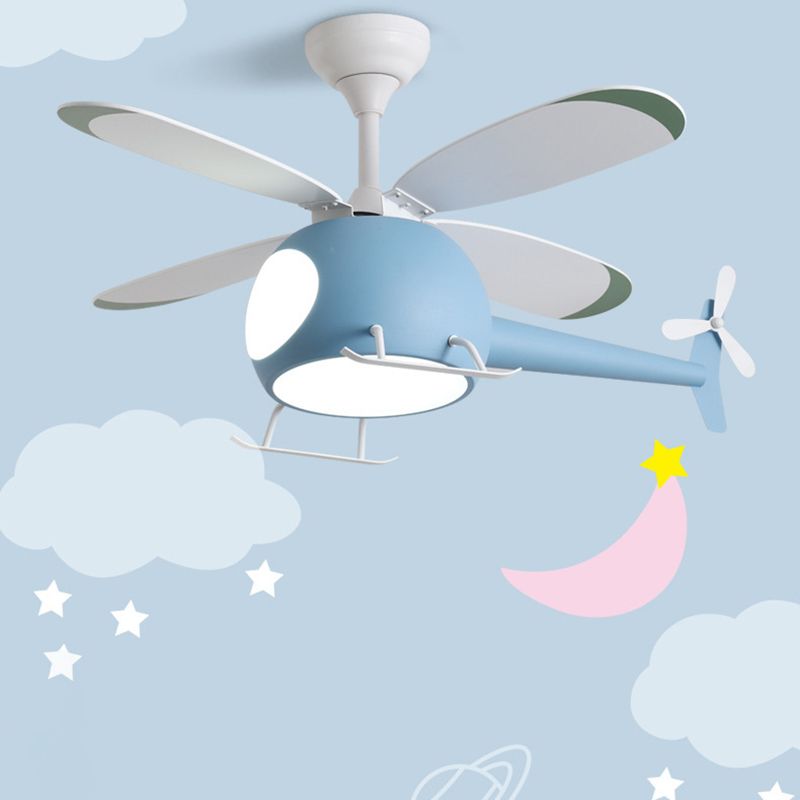 Nordic Style Ceiling Fan Lamp Helicopter Shape Ceiling Fan Light for Children's Room