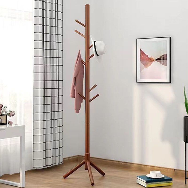 Solid Wood Hall Tree Free Standing Hall Stand in Solid Color