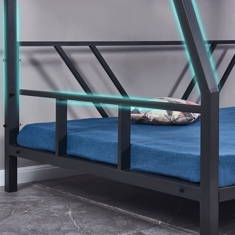 Queen Over Queen Standard Bunk Bed Modern Metal Bunk Bed in Black