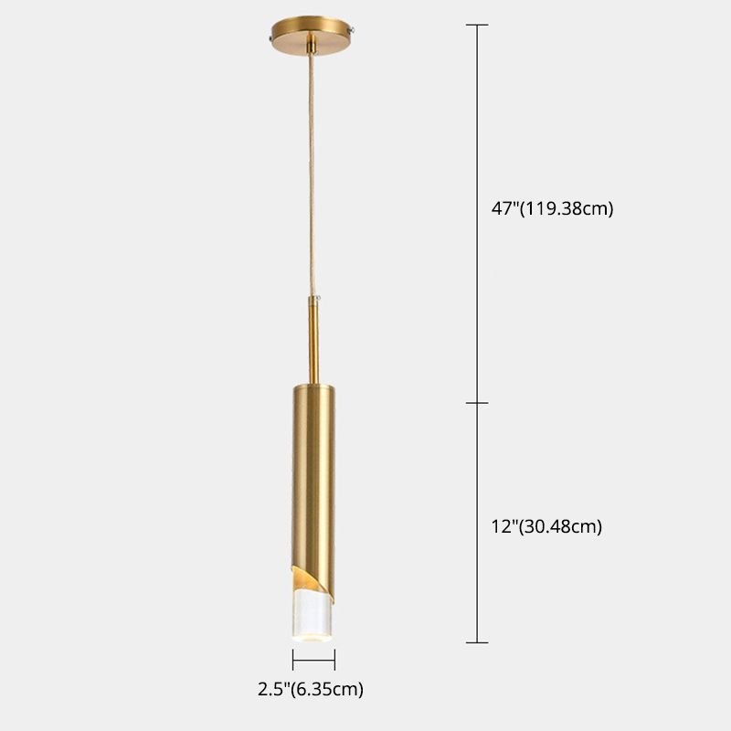 Moderne kreative zylindrische LED -Anhänger Leicht schmiedeeisere Hanglampe mit Acrylschatten