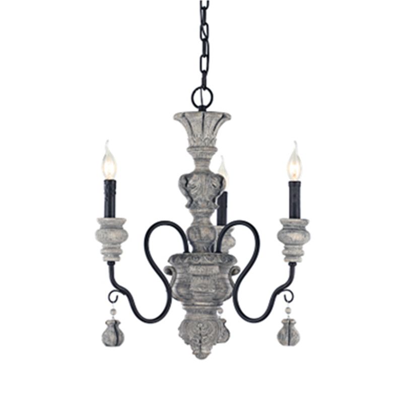 Candlestick Hanging Chandelier French Country Multi Lights Living Room Pendant in Grey