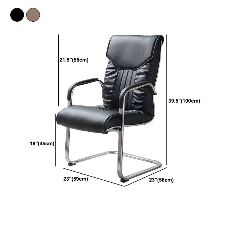 Modern Upholstered Desk Chair Faux Leather Mid-Back Arm Chair