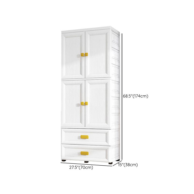 Contemporary Plastic Wardrobe White Colour Bedroom Kids Closet