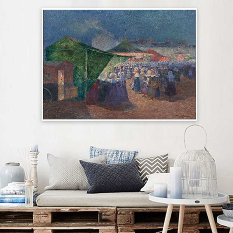 Blue Night Country Fairs Canvas Art Ferdinand Puigaudeau Impressionist Textured Painting