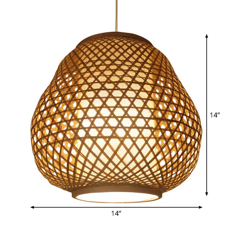 Asian 1 lampadina illuminazione a sospensione BEIGE BEIDROP APPLICO LUCE DEL BAMBOO