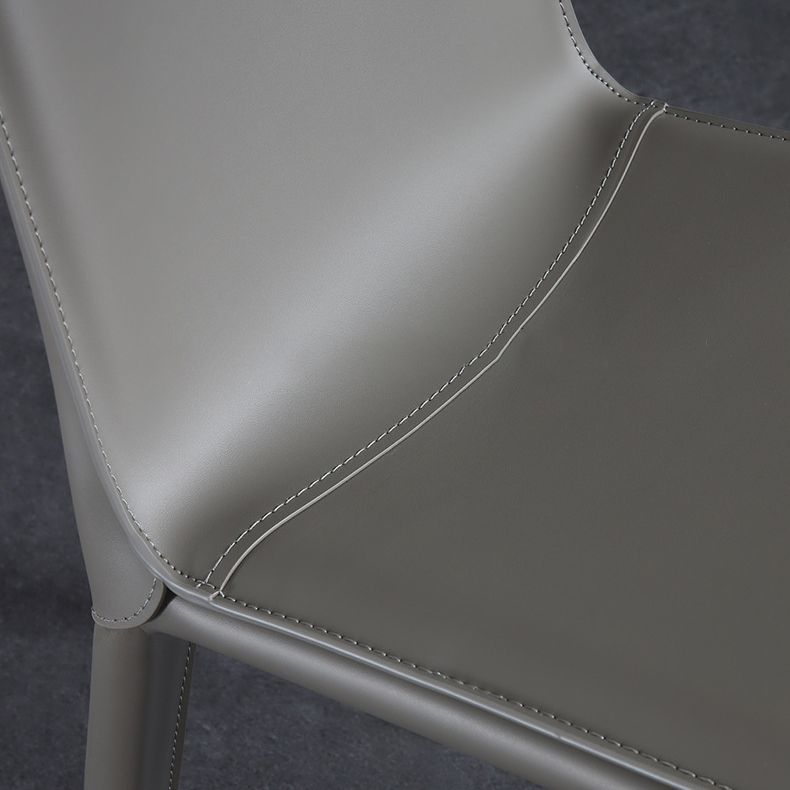 Contemporary Leather Dining Chair Metal Dining Armless Chair