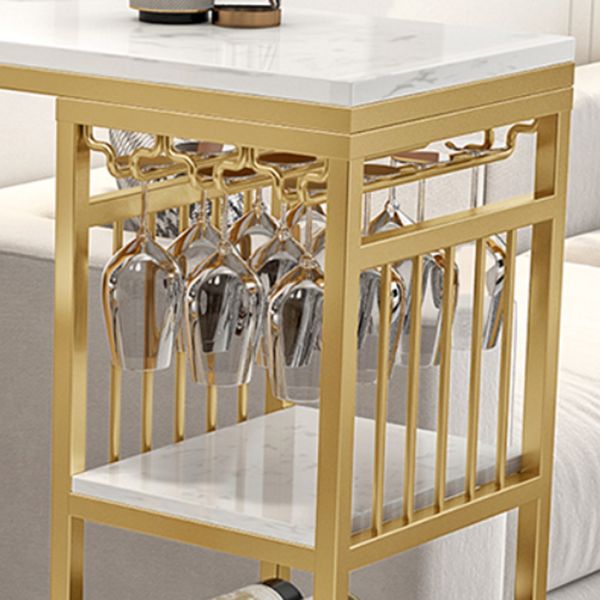 Glam White Marble Bar eettafel metalen dubbele voetstuk bistro tafel met schappen