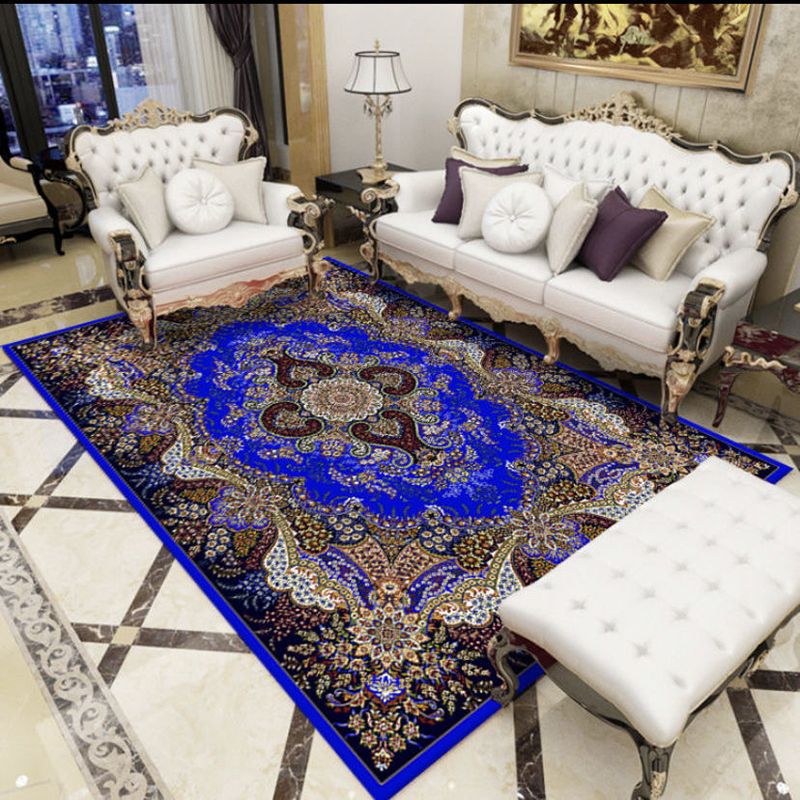 Olden Medallion Print Rug Polyester Indoor Carpet Stain Resistant Area Rug for Home Decoration