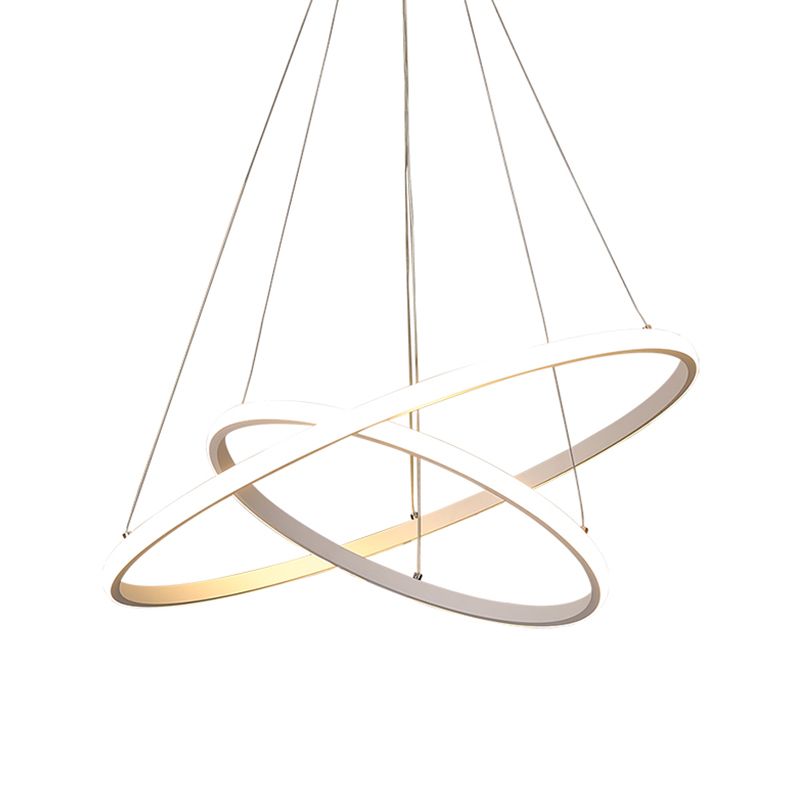 Orb Hanging Light Kit Modern Acrylic White LED Chandelier Lamp in Warm/White Light, 8"+16"/16"+23.5"/8"+16"+23.5" Wide