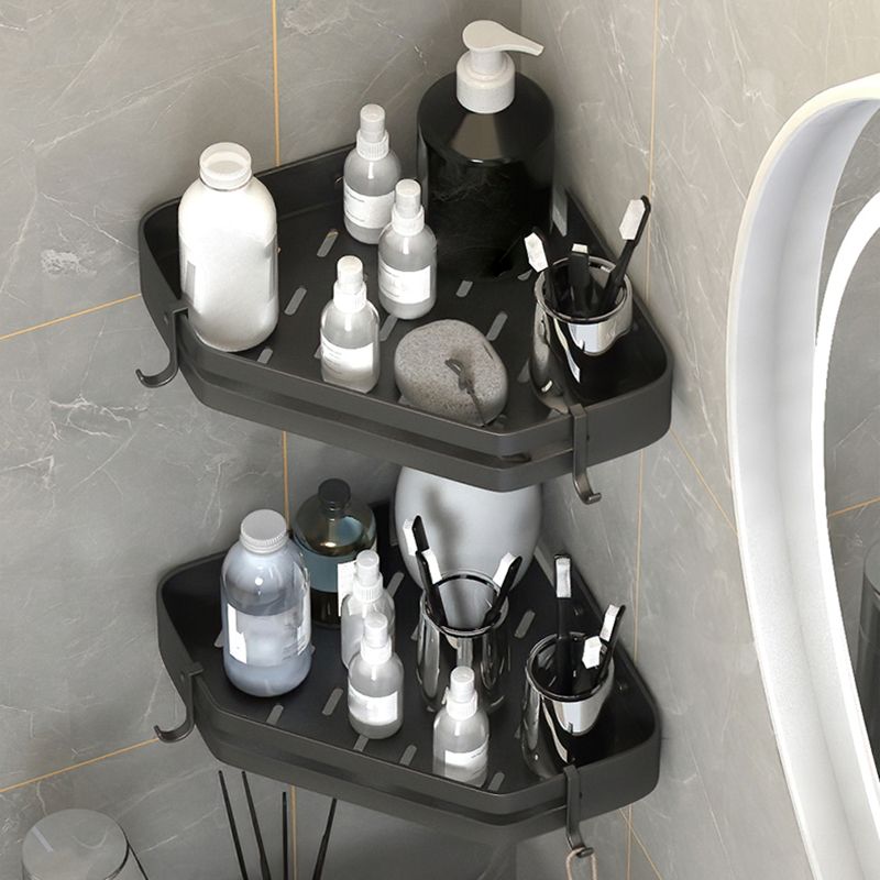 Modern 2/3-Piece Bathroom Set Stainless Triangle Bath Shelf in Aluminum