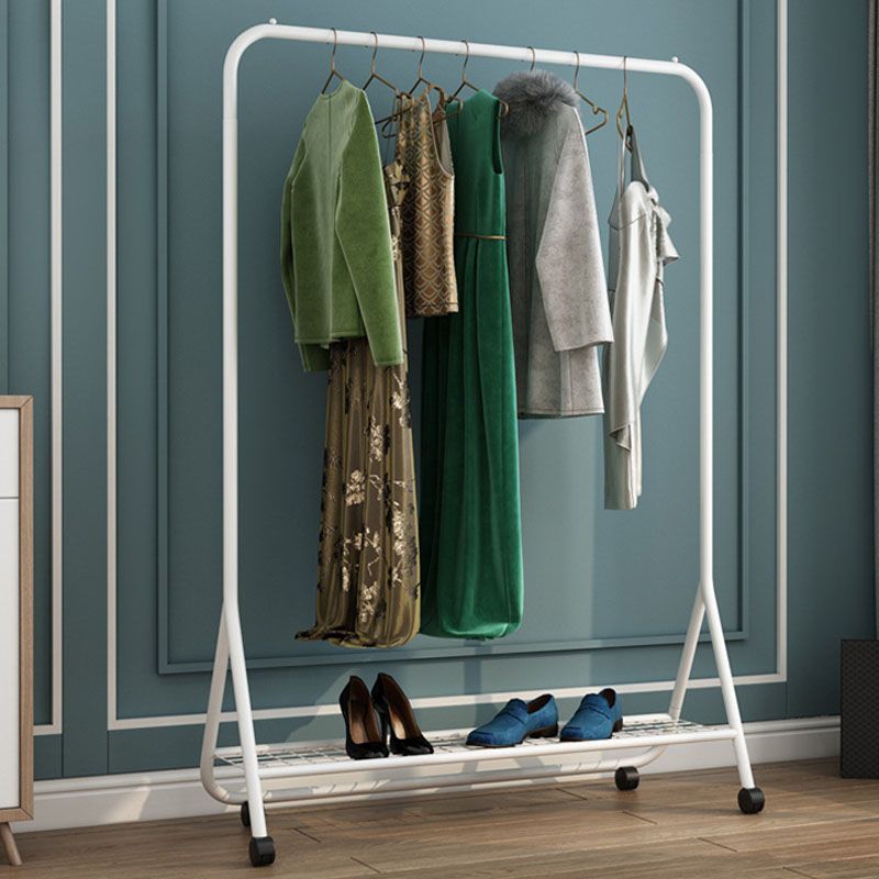 Contemporary Coat Hanger Free Standing Metal Coat Rack with Storage Shelving