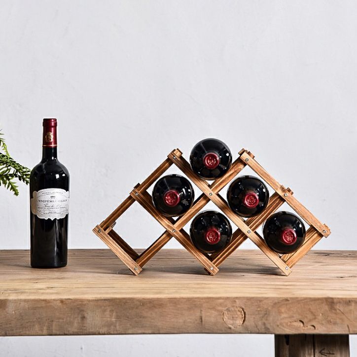 Countertop Modern Bottle Wine Rack Solid Wood Collapsible Bottle Rack Horizontal