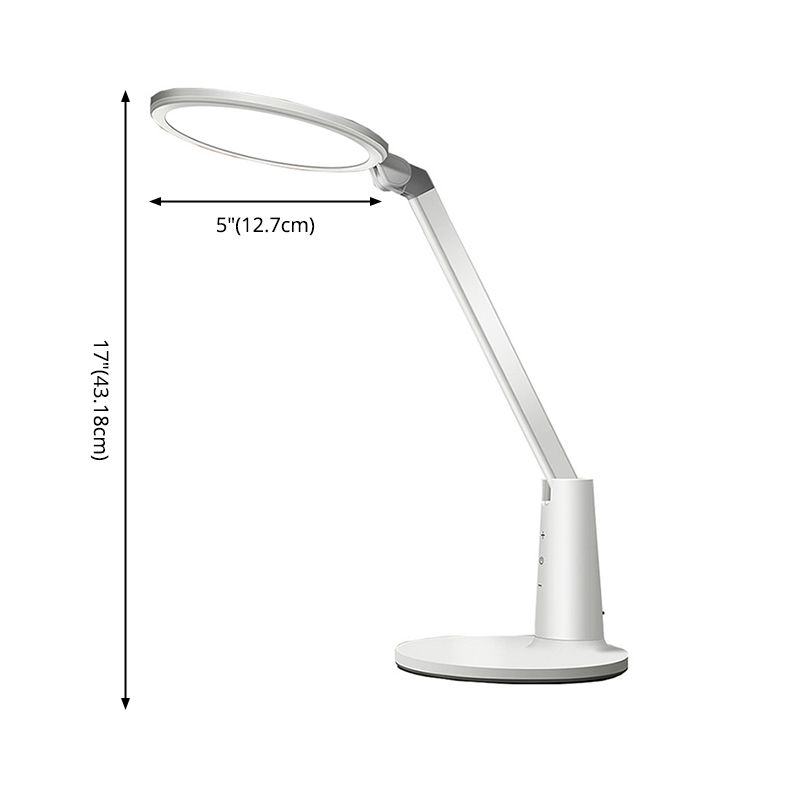 White Circular Rechargeable Desk Lamp Minimalist LED Plastic Reading Book Light for Bedroom