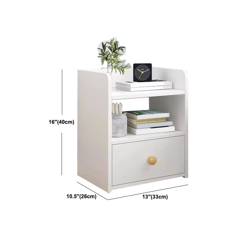 Modern Wooden Night Table Lower Shelf Bedside Cabinet with Drawer for Bedroom