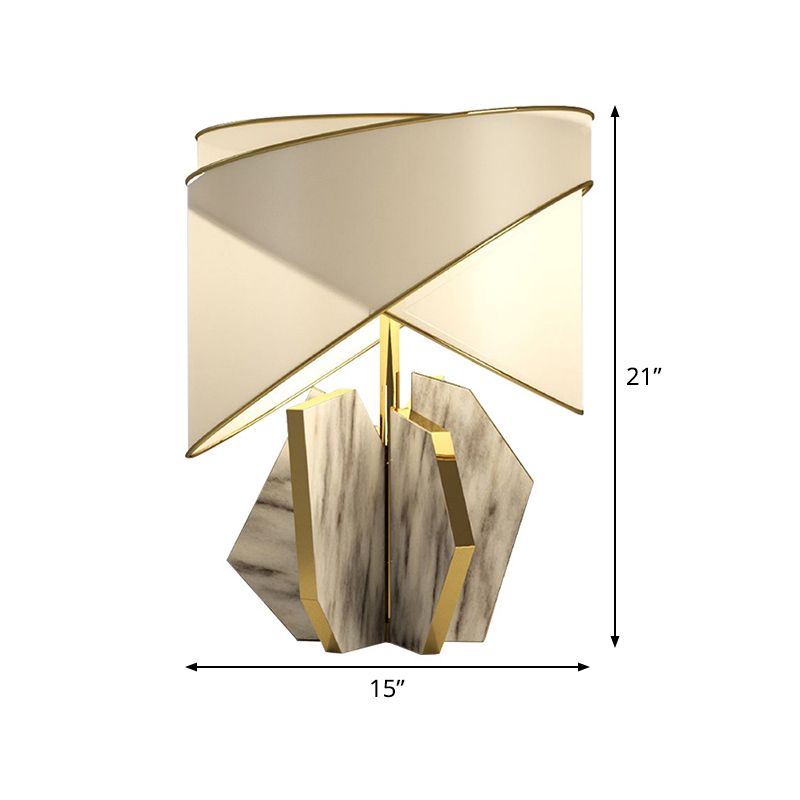 Stoff schattierte Tischlampe Moderne 1 Glühbirne Gold Schreibtisch hell mit grau geometrischer Marmorbasis