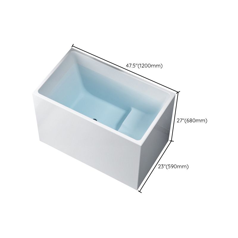 White Freestanding Bathtub Acrylic Soaking Rectangular Modern Bath