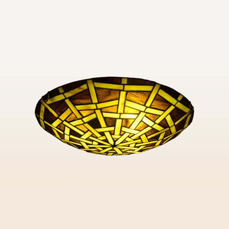 Tiffany Round Flush Mount Ceiling Light Glass Flush Light for Bedroom and Dining Room