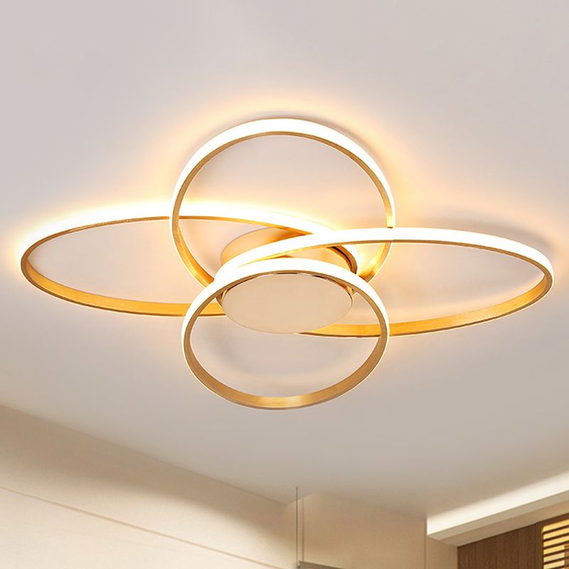 Gold Overlapping Ceiling Light Nordic LED Acrylic Flush Mount Lamp for Living Room