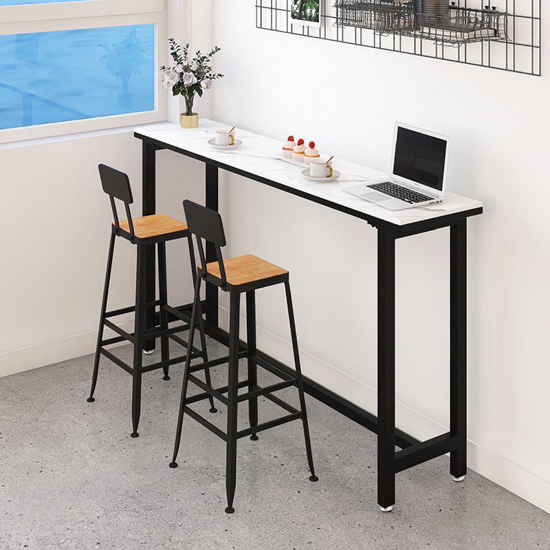 Modern White and Black Bistro Table Rectangle Footrest Cocktail Bar Table