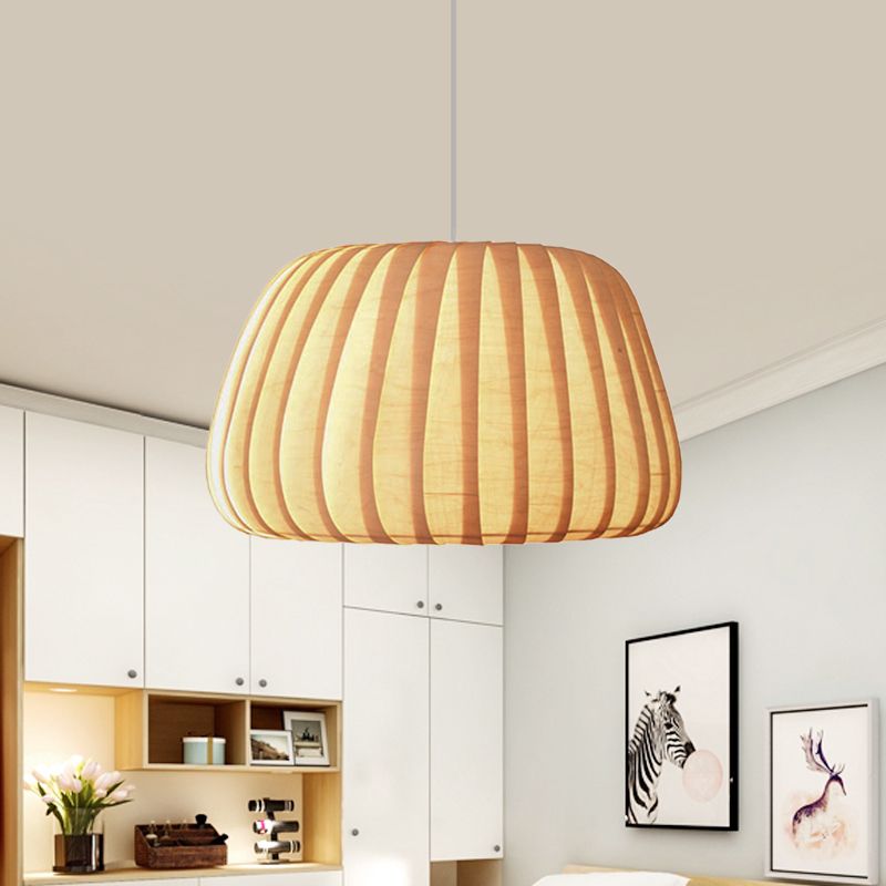 Office Pendulum a 1 luci a pendolo moderno moderno illuminazione a sospensione beige a sospensione con tonalità in legno di zucca